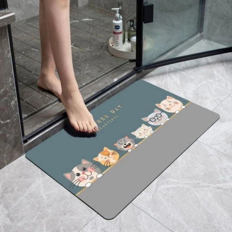 Tapete de Banheiro Super Absorvente – Antiderrapante, Secagem Rápida,