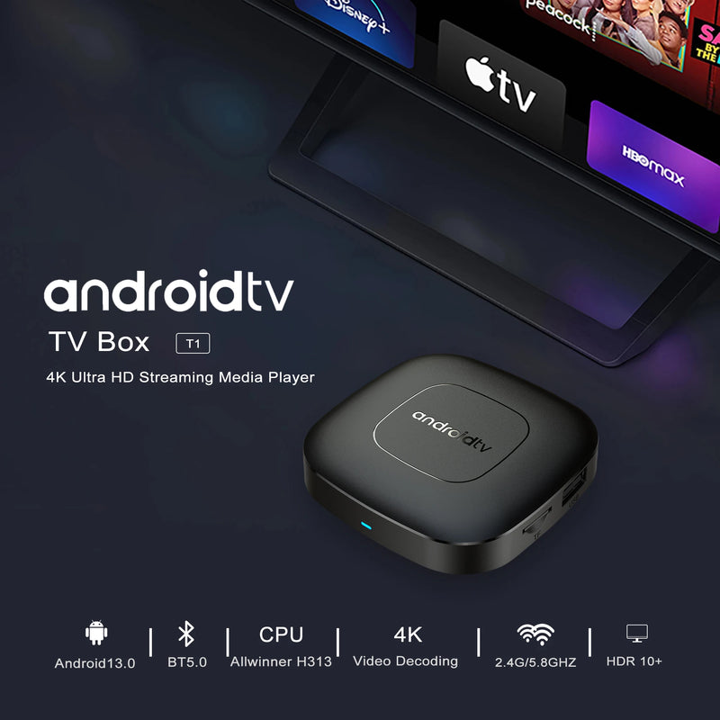 TV Box Android 13 com Wi-Fi 5G, Bluetooth e Google Assistente – 2GB RAM + 16GB | T1 Smart Media Player