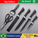 Conjunto de Facas Profissionais preto – 6 Peças em Aço Inoxidável