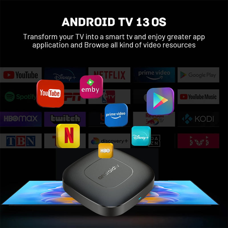 TV Box Android 13 com Wi-Fi 5G, Bluetooth e Google Assistente – 2GB RAM + 16GB | T1 Smart Media Player